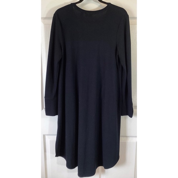 LOGO By Lori Goldstein Long Black Lagenlook Cardigan Duster Pockets MP - Picture 3 of 5